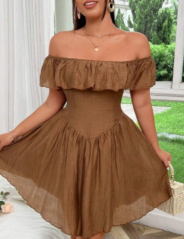 Rochie scurta SHEIN CURVE, maro