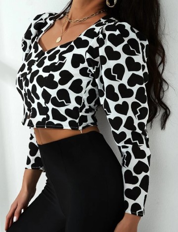 Top SHEIN, alb/negru