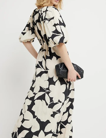 Rochie lunga River Island, negru/crem