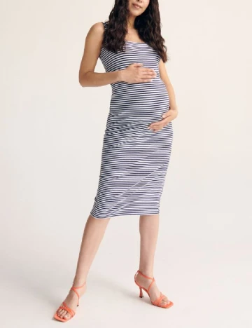 Rochie medie Reserved, alb/albastru