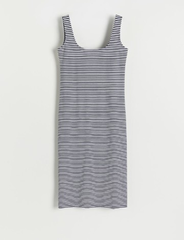 Rochie medie Reserved, alb/albastru