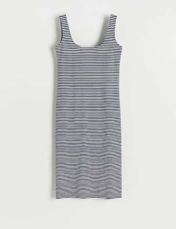 Rochie medie Reserved, alb/albastru