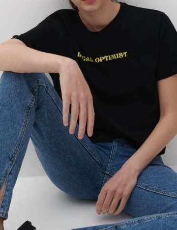Tricou Reserved, negru Negru