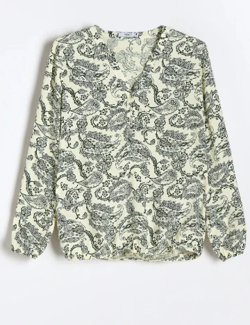 Bluza Reserved, crem/verde