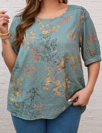 Bluza SHEIN CURVE, turcoaz