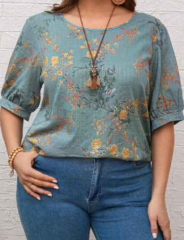 Bluza SHEIN CURVE, turcoaz
