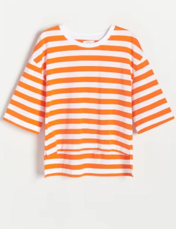 Tricou Oversize Reserved, alb/portocaliu