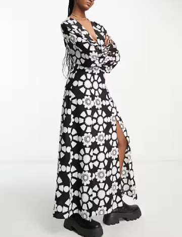 
						Rochie lunga ASOS, alb/negru