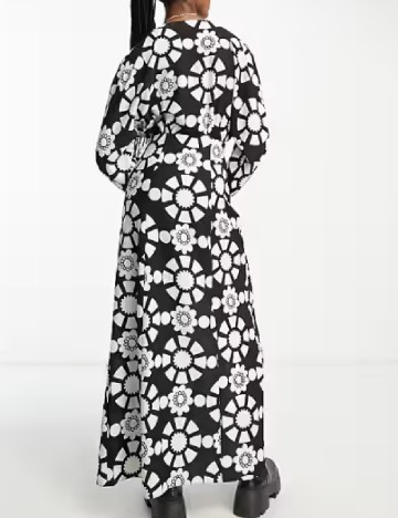 Rochie lunga ASOS, alb/negru