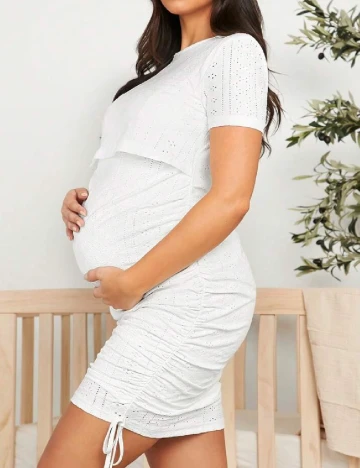 Rochie scurta SHEIN Maternity, alb