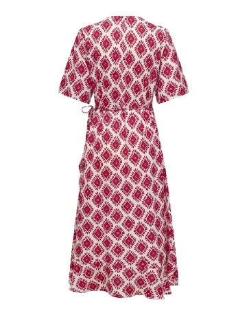 Rochie medie Only, rosu/alb