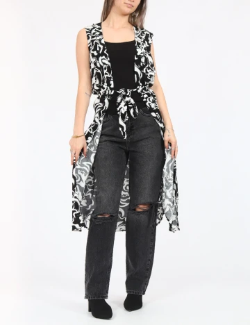 Cardigan Vero Moda, alb/negru