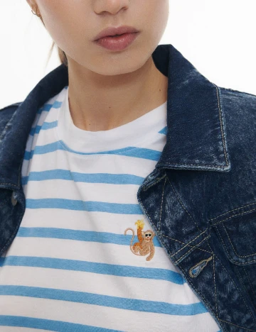 Tricou Reserved, alb/albastru