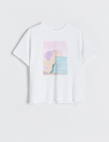 Tricou Reserved, alb Alb