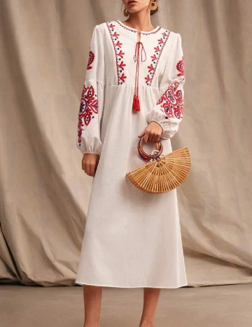 Rochie lunga Anewsta, alb Alb