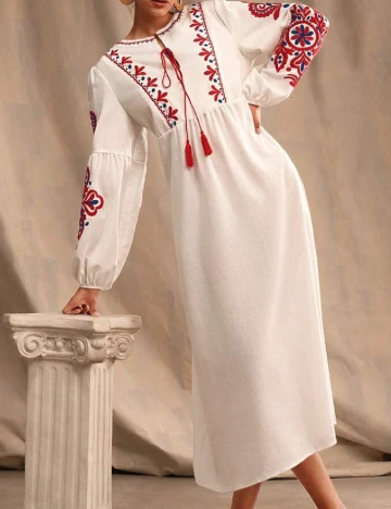 Rochie lunga Anewsta, alb Alb