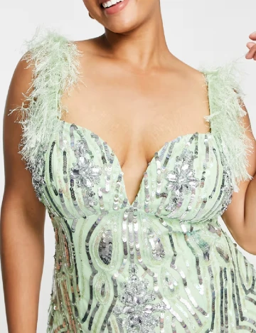 Rochie scurta ASOS Curve, verde