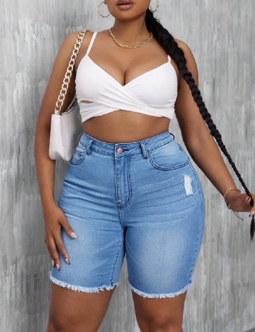 Pantaloni scurti SHEIN CURVE, albastru