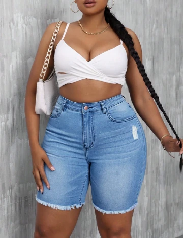 Pantaloni scurti SHEIN CURVE, albastru