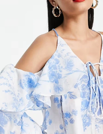 Top ASOS, alb/albastru