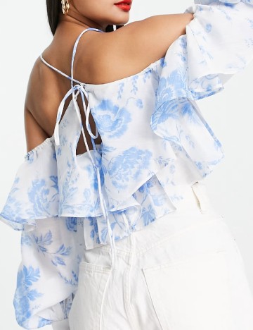 Top ASOS, alb/albastru