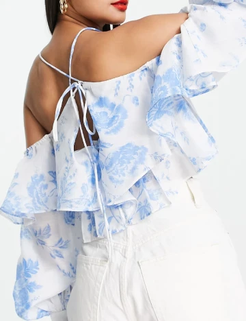 Top ASOS, alb/albastru