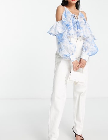 Top ASOS, alb/albastru