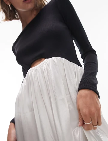Rochie medie Top Shop, alb/negru