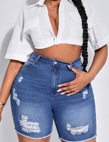 Pantaloni scurti SHEIN CURVE, albastru