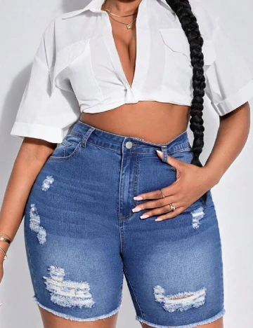 Pantaloni scurti SHEIN CURVE, albastru