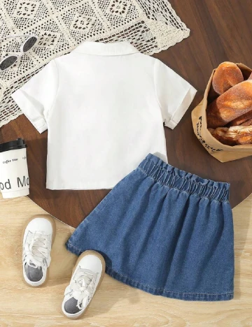 Compleu Shein Kids, alb/albastru Alb