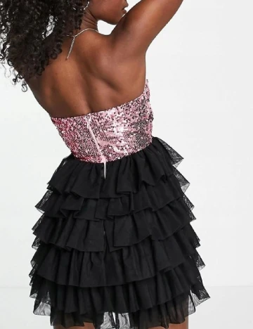 Rochie scurta Miss Selfridge, negru/roz