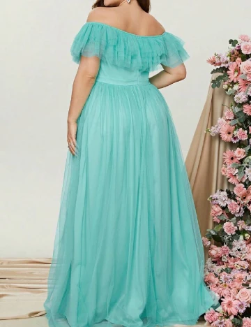 Rochie lunga Faeriesty Plus Size, turcoaz