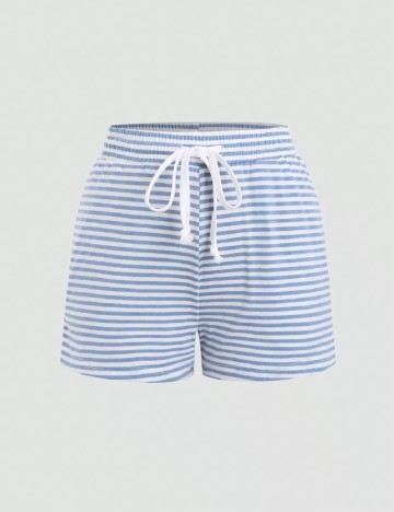 Pantaloni scurti SHEIN, albastru/alb