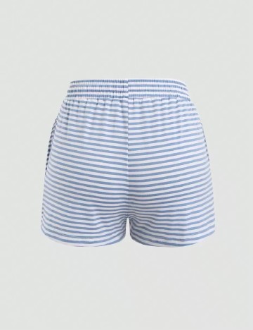 Pantaloni scurti SHEIN, albastru/alb