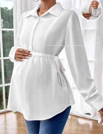 Camasa SHEIN Maternity, alb
