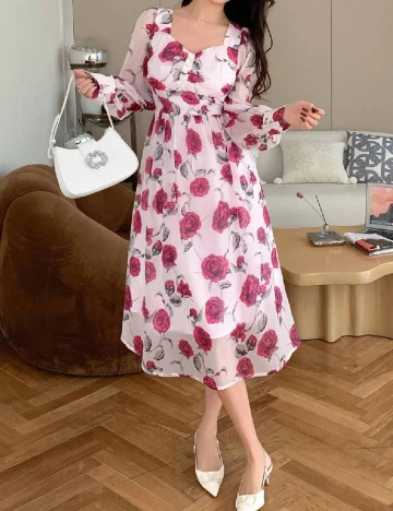 Rochie medie Dazy, roz