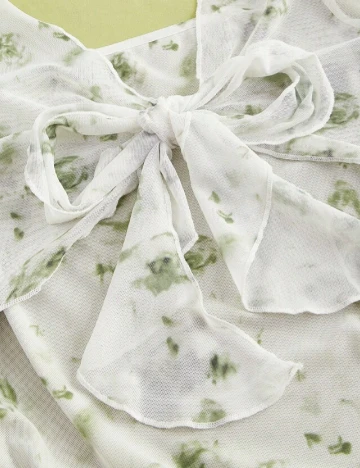 Bluza SHEIN, alb/verde