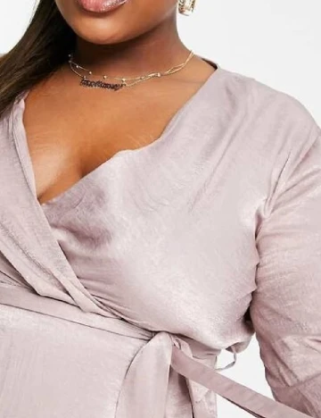 Rochie scurta First Distraction Plus Size, roz pudra