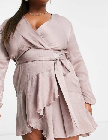 Rochie scurta First Distraction Plus Size, roz pudra