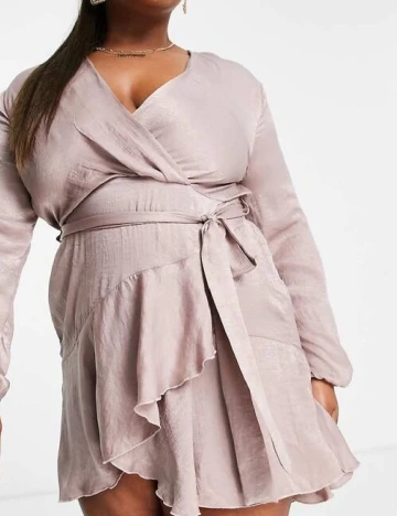 Rochie scurta First Distraction Plus Size, roz pudra
