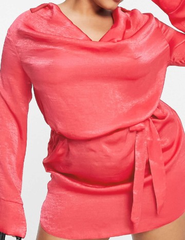 Rochie scurta First Distraction Plus Size, corai