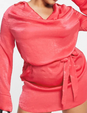 Rochie scurta First Distraction Plus Size, corai