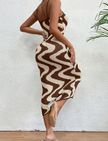 Rochie medie SHEIN, maro/crem