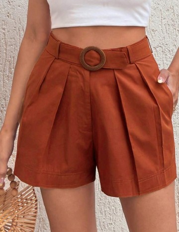 Pantaloni scurti SHEIN, caramiziu