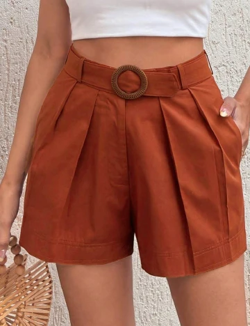 Pantaloni scurti SHEIN, caramiziu