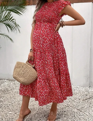 Rochie medie SHEIN Maternity, rosu