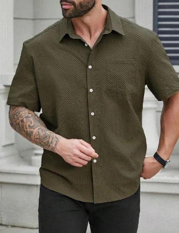 Camasa SHEIN Plus Size Men, verde