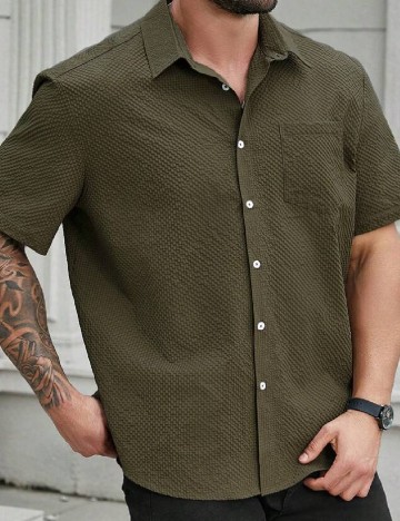 Camasa SHEIN Plus Size Men, verde