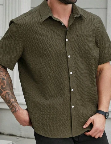 Camasa SHEIN Plus Size Men, verde